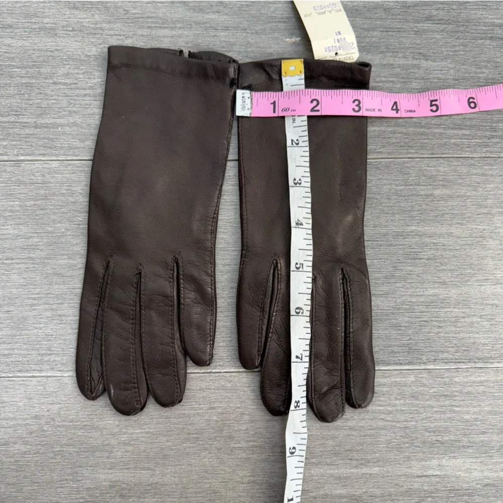 NWT Vintage Dead Stock Bloomingdale's Genuine Leather Gloves Chocolate Brown XS
